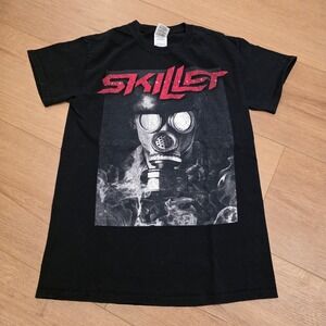 Skillet Gas Mask Band T Shirt Men Size S Black Gildan Ultra Cotton Y2K